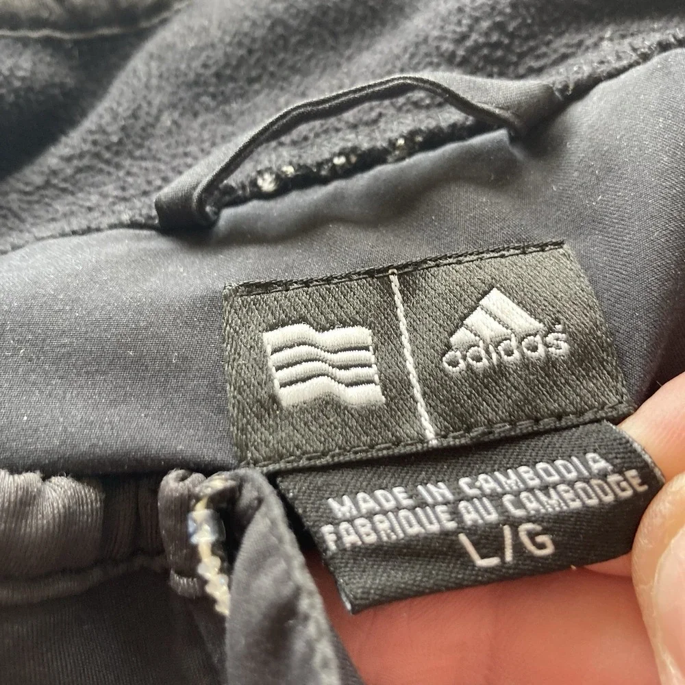 Adidas Golf Full Zip Fleece‎ Jacket Mens Large Black Lightweight
